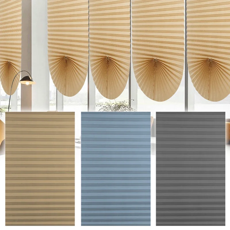 Linen Roller Blind - Selbstklebende, plissierte Jalousien in 5 Größen,