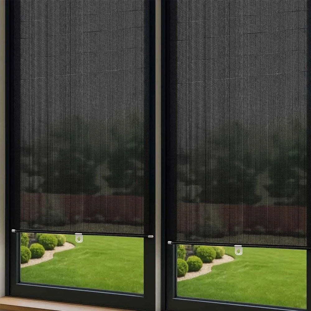Linen Roller Blind - Beweglicher Rollvorhang mit Saugnapf Verdunkelungsrollo Ohne