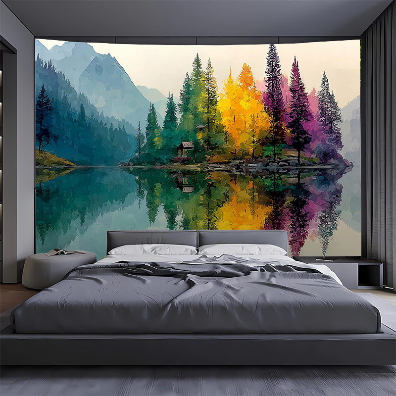 Buntes Waldsee-Wandbild, 2D-HD – Interior Design Landscape Bewertung und Preis