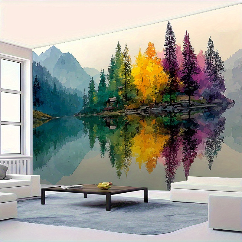 Buntes Waldsee-Wandbild, 2D-HD – Interior Design Landscape Bewertung und Preis