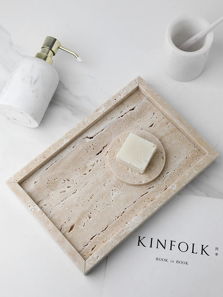 Minimalismus-Marmortablett für – Travertine Tray Oval Bewertung und Preis