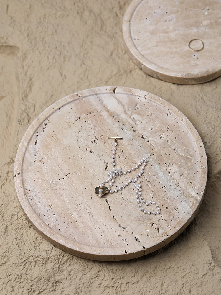 Minimalismus-Marmortablett für – Travertine Tray Oval Bewertung und Preis