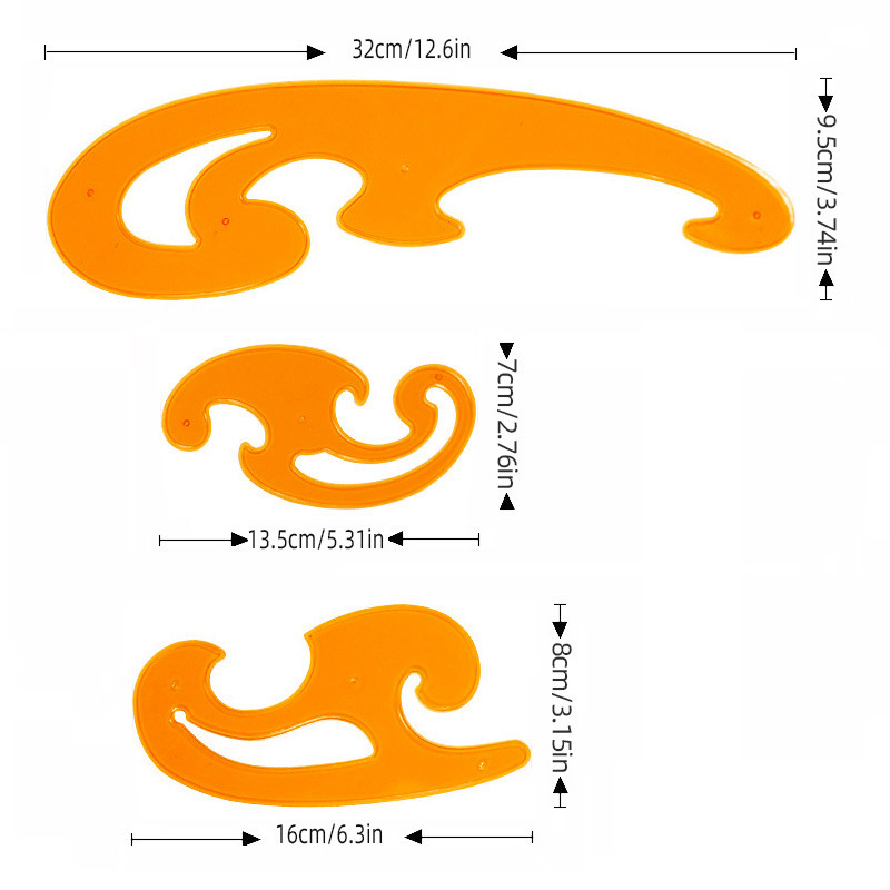 3-teiliges Kurvenlineal-Set fü – Interior Design Layout Bewertung und Preis