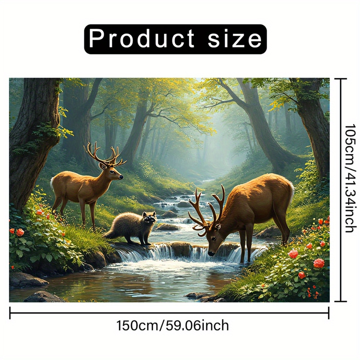 Hirsch Wald Bach Wandbild 2D H – Interior Design Landscape Bewertung und Preis