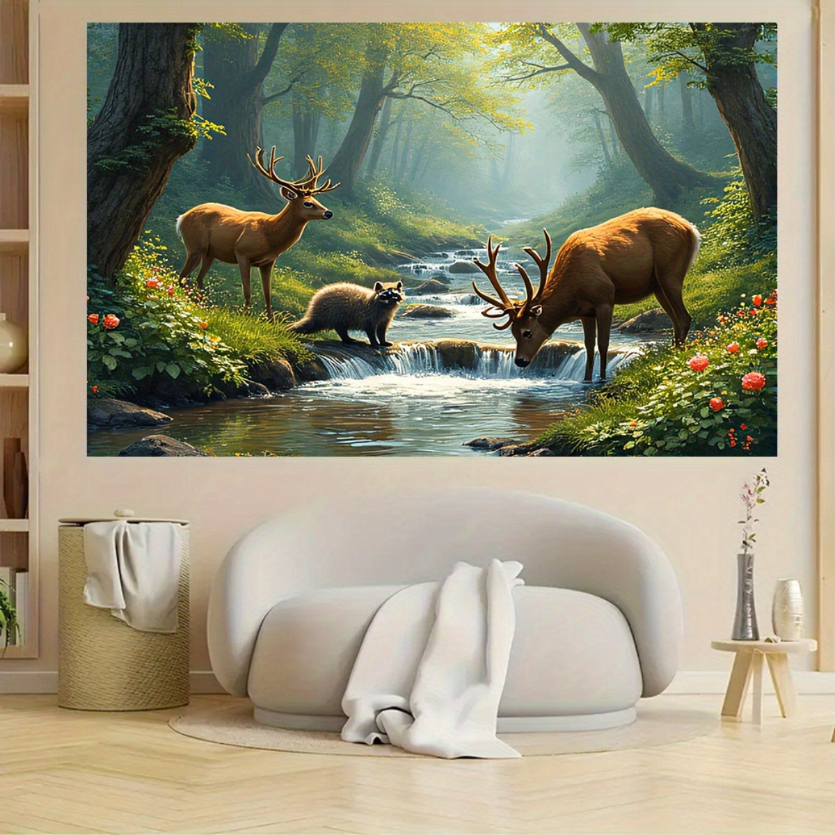 Hirsch Wald Bach Wandbild 2D H – Interior Design Landscape Bewertung und Preis