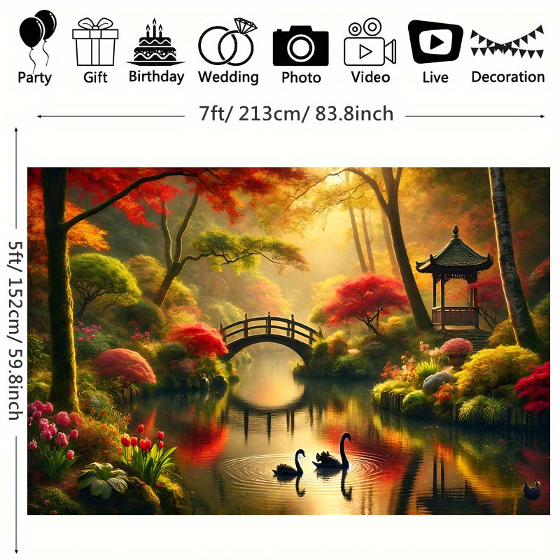 Herbst Garten Brücke Schwäne W – Interior Design Landscape Bewertung und Preis