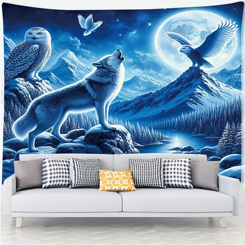 Wolf heulend an Mond Wandbild  – Interior Design Landscape Bewertung und Preis