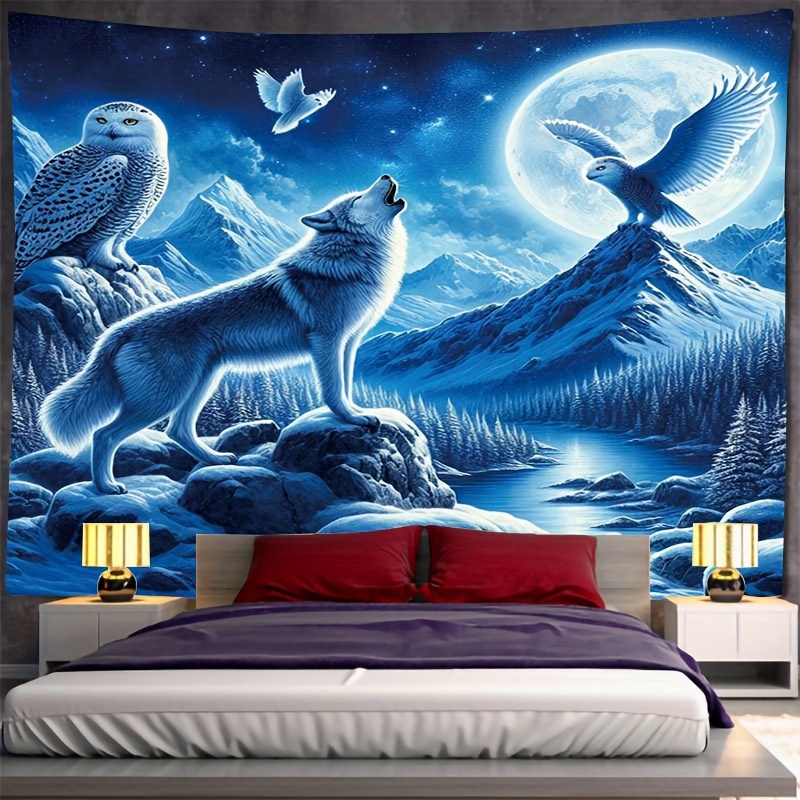 Wolf heulend an Mond Wandbild  – Interior Design Landscape Bewertung und Preis